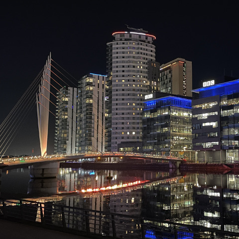 Media City footbridge night shot